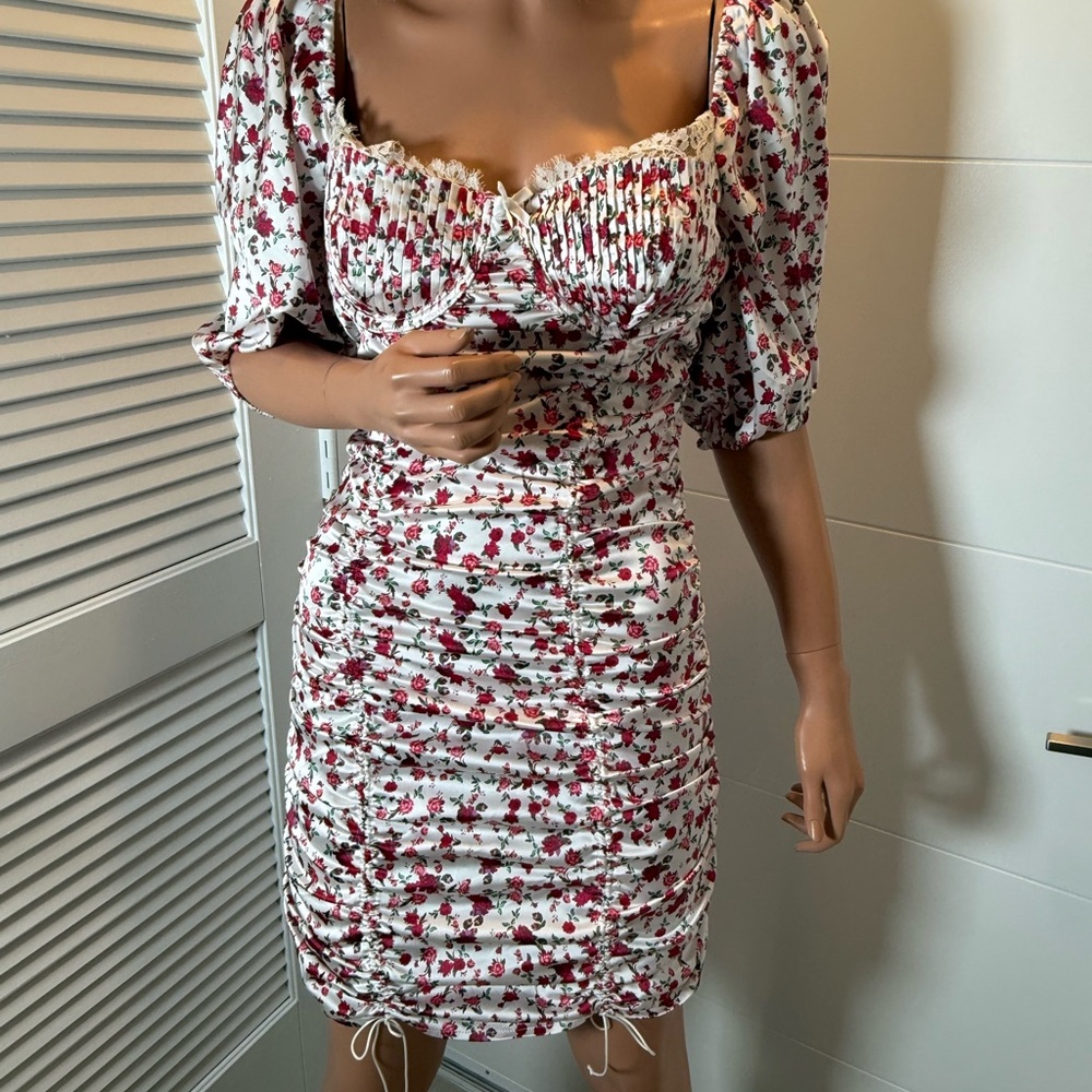 For Love & Lemons Floral Ruched Dress size medium - Picture 3 of 15